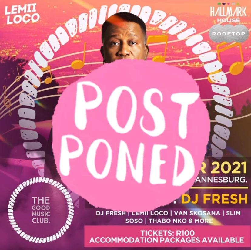 Don Thiza (@donthiza) on Twitter photo Yoooh Fam please Note <a href="/GoodMusicClubZA/">The Good Music Club ZA</a> Has Postponed todays Gig ..new date will be advised soon Yoooh Fam please Note <a href="/GoodMusicClubZA/">The Good Music Club ZA</a> Has Postponed todays Gig ..new date will be advised soon