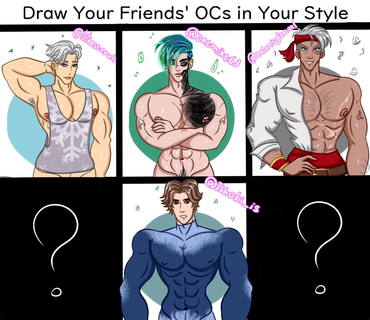 milanaria1's tweet photo. I don't have many friends, but if you want, I'll draw two of your OC in the remaining cells...
Thak you, my biches!! @catmint63 @Ishoki_is @lilnesteruk @calamityfortun1 

#challenge #OC #bara #man #boy #art #OCart https://t.co/K7dsiEd2PV