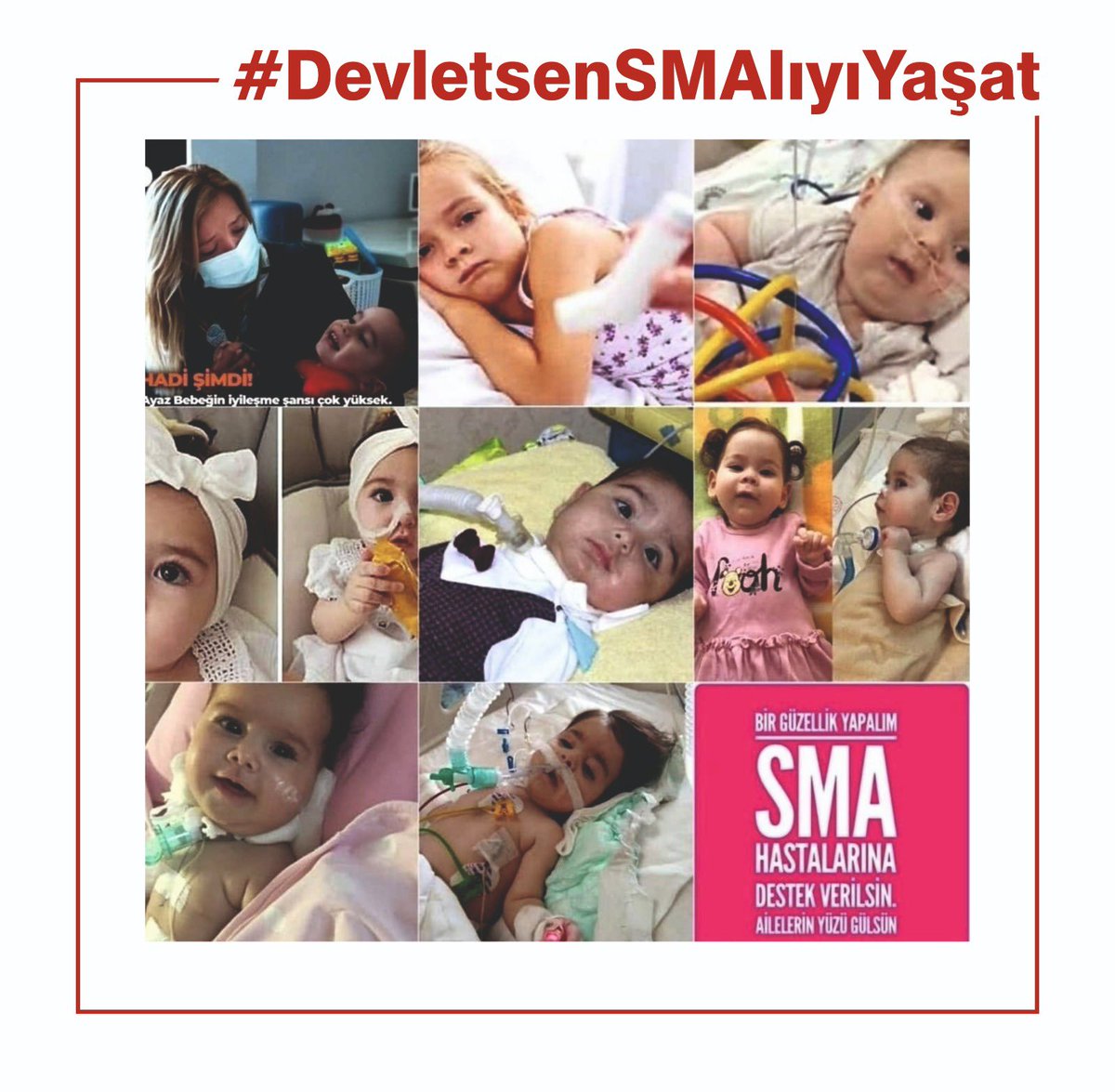 Devlet olanaklarını bir avuç yandaşa aktarmaktan vazgeçin. SMA'lı çocuklarımız yardım bekliyor. Devlet yaşama tutunmaları için seferber edilmeli!
#DevletsenSMAlıyıYaşat