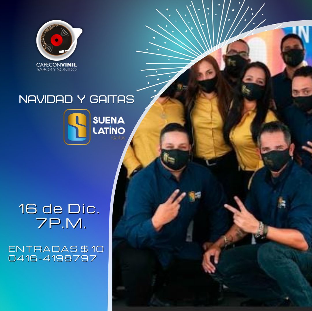 cafeconvinil's tweet image. ✨El próximo 16 de diciembre se presentará en los espacios del Trasnocho Cultural - Rest. KomoCaracas, en el marco de la programación @CafeconVinil  Navidad y Gaitas Suena Latino Gaitas. A partir de las 7:00 pm. entrada 10$