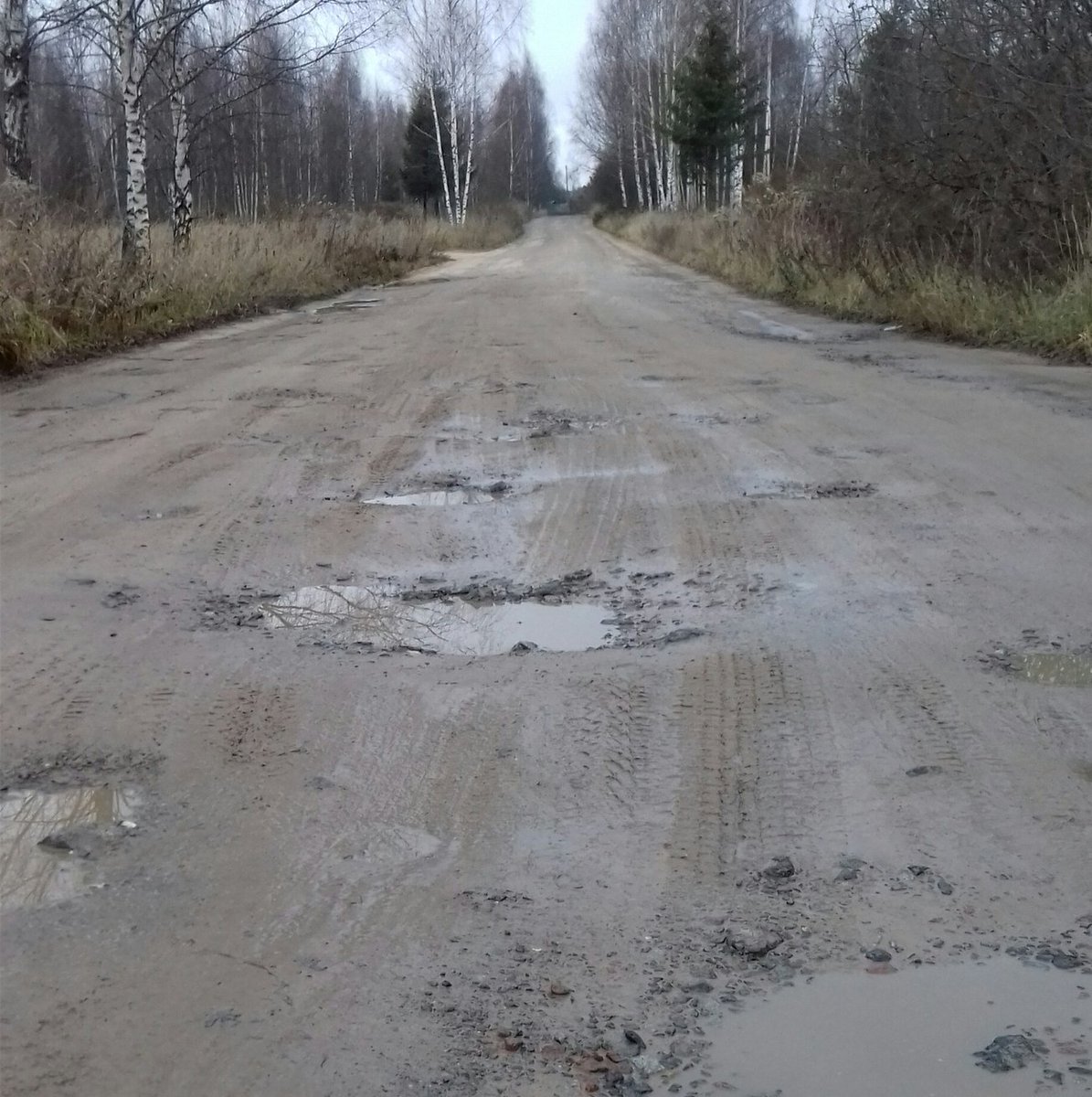 Дорога в микрорайон Ульхово в городе #Ярцево. Она же - дорога к храму Петра и Павла и "последний путь для ярцевчан" - здесь находится городское кладбище. Покойников по пути приходится придерживать, чтобы на ухабах не выпрыгивали из гробов.