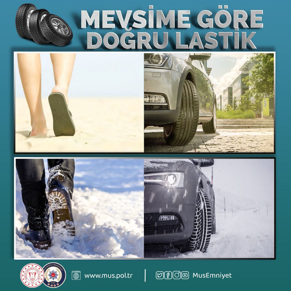 Kış lastiği uygulaması 𝟙 𝔸ℝ𝔸𝕃𝕀𝕂 𝟚𝟘𝟚𝟙 tarihinde başlıyor.

Kendiniz ve sevdiklerinizin güvenliği için
Her mevsim doğru lastik seçin 👍
#KışLastiği
