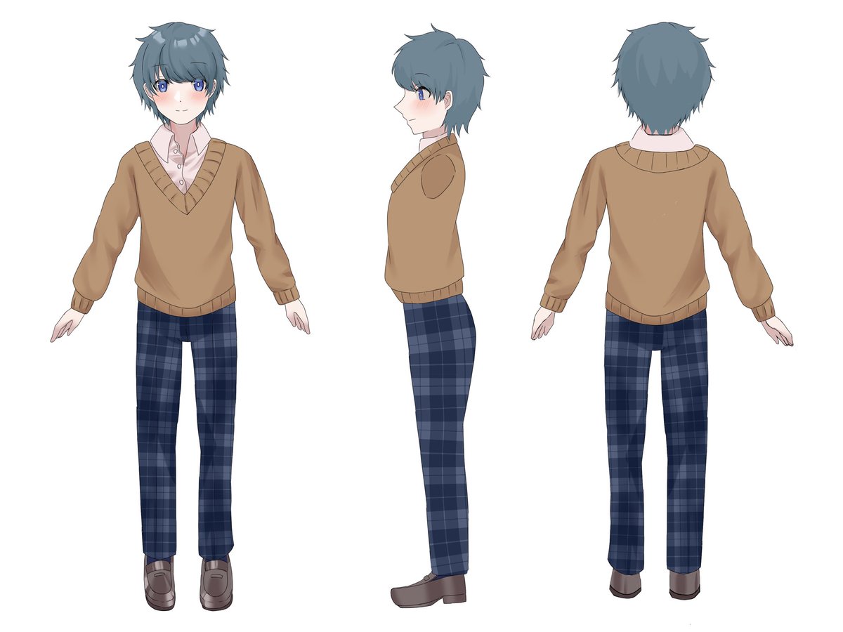 rinryu0629's tweet photo. 白波エイト 様に僕(通常男体時と女体化時)の三面図を描いていただきました！！
かわいい！とてもよき…！！ https://t.co/zNxGGxRyL4