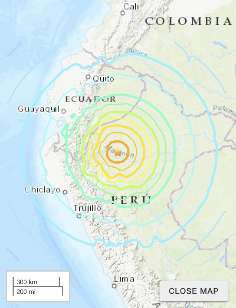 carlosoporto's tweet photo. La onda del terremoto 7.5 en Perú. Cubre todo Ecuador. https://t.co/anHdnzbsm7