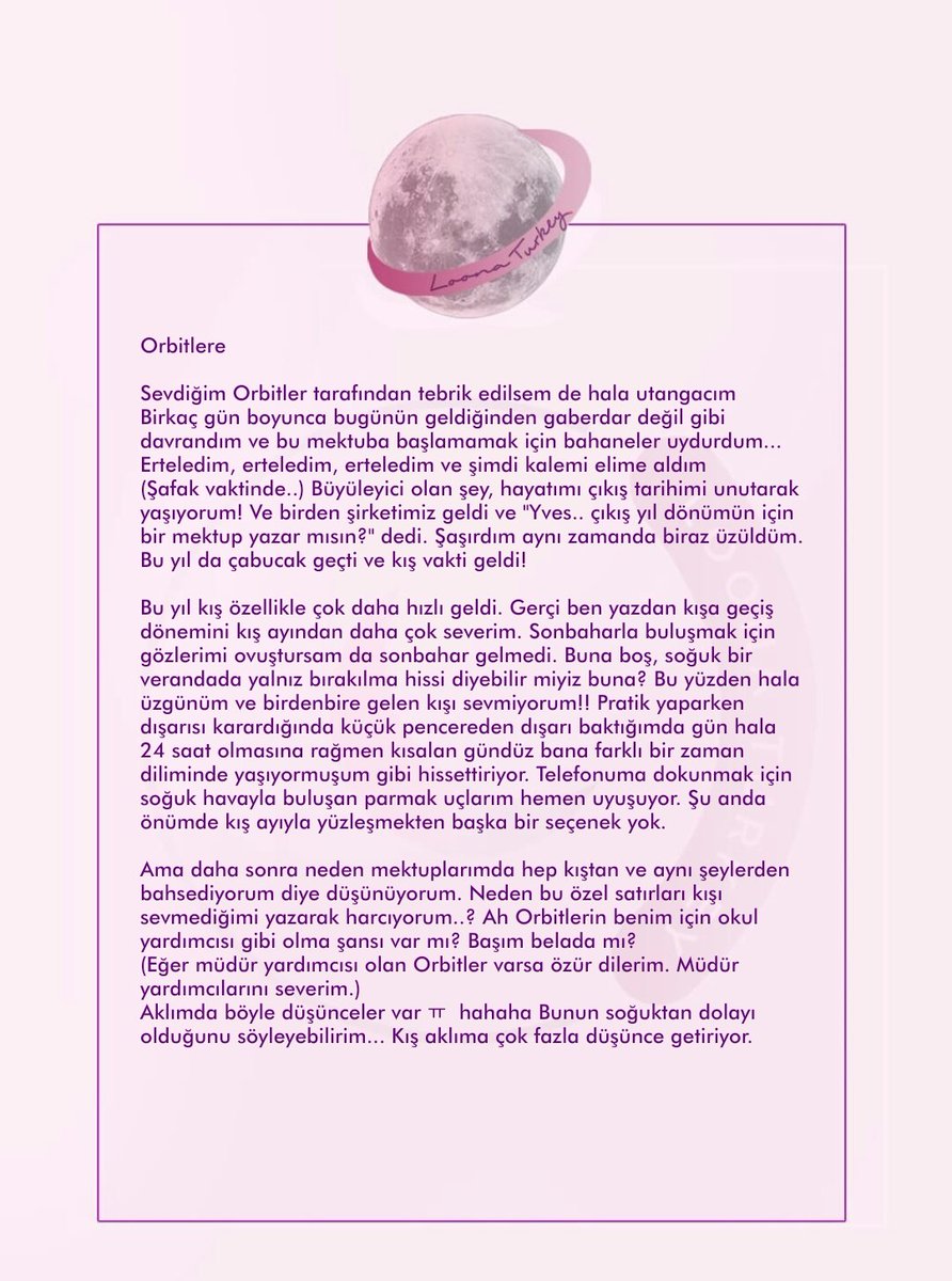 LOONATurkey's tweet photo. 211128 | #Yves'in yıl dönümüne özel Orbitlere yazdığı mektup 💌
#4YearsWithYves https://t.co/L4gsDG7uBB
