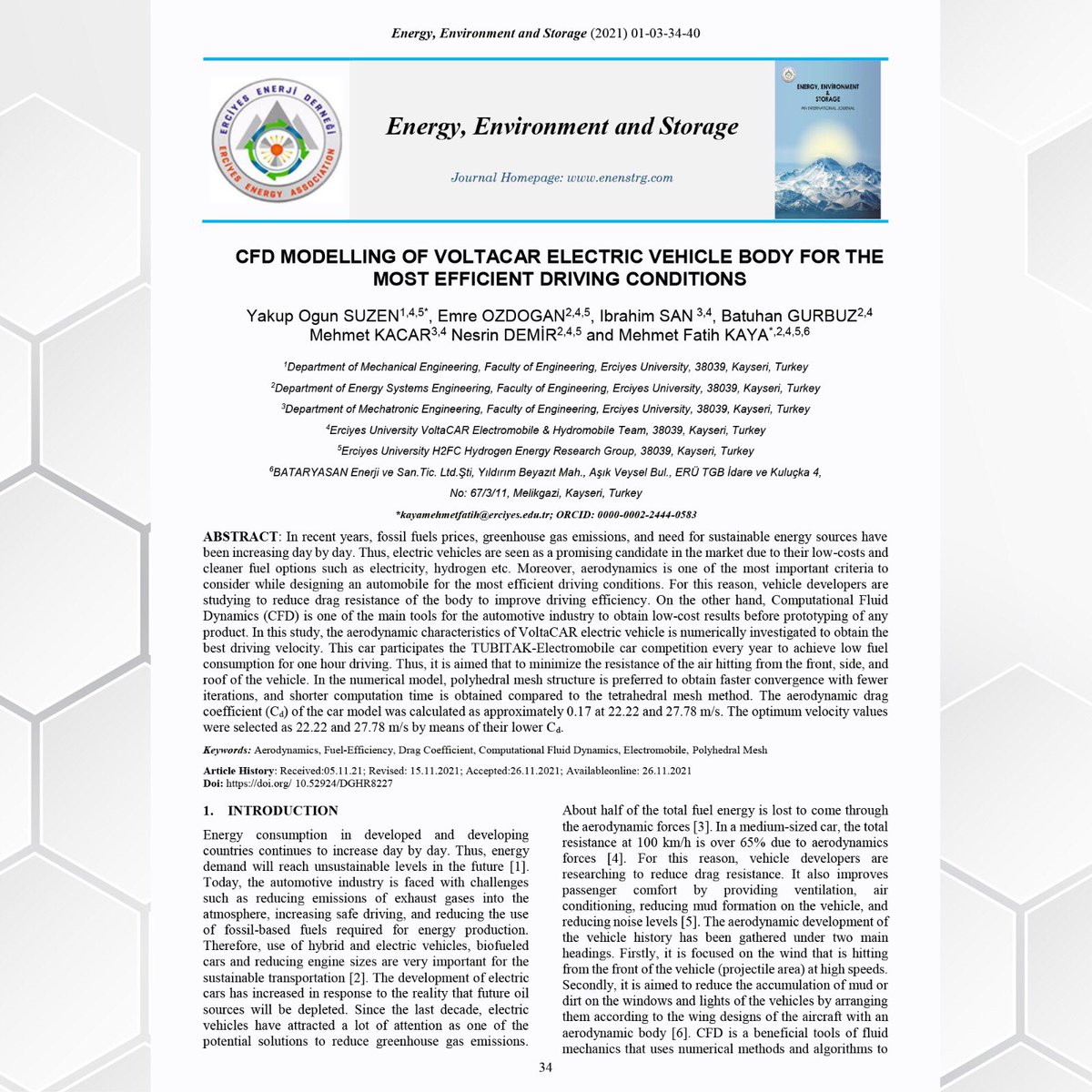 voltacar38's tweet photo. Elektromobil aracımızın aerodinamik hesaplamaları ile ilgili ilk bilimsel makalemiz yayınlandı. Emek veren herkese teşekkür ederiz. Devamının gelmesi ümidiyle 🤗 https://t.co/nBODEMl0cx