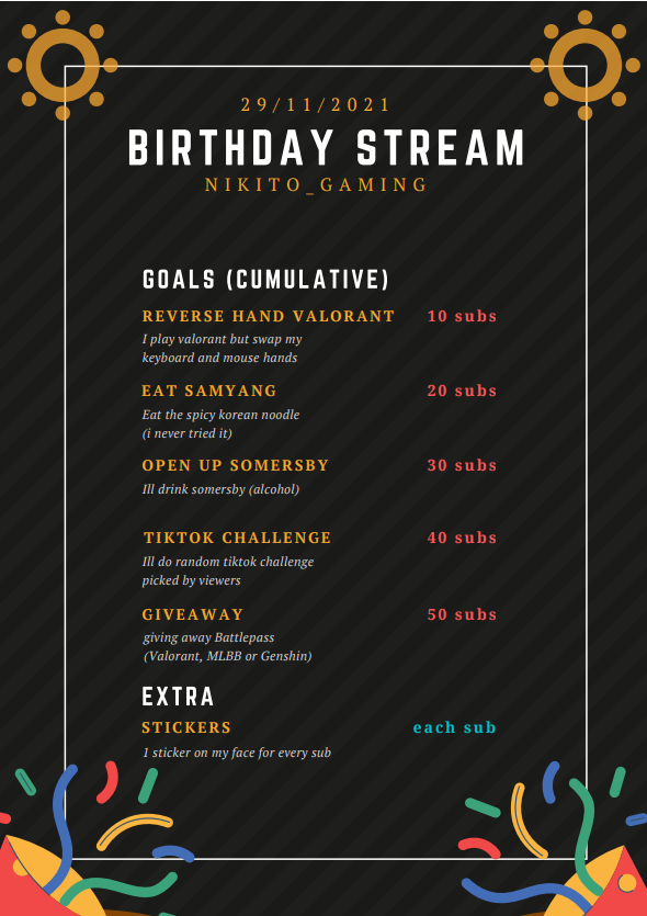 NikitoGaming's tweet photo. YEEEE birthday stream tomorrow =) hope to see yall there #twitch 6pm - 10pm (+8GMT) https://t.co/j08uTce23K