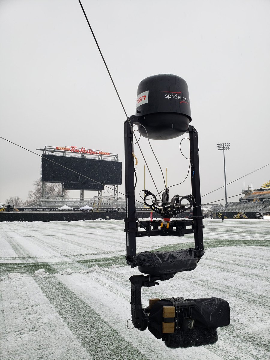 PeterDChilds's tweet photo. A little bit snowey here at Tim Hortons Field in Hamilton, Ontario 🌨️ @wwwspidercamtv @NewtonNordic https://t.co/ms7BduVzQu