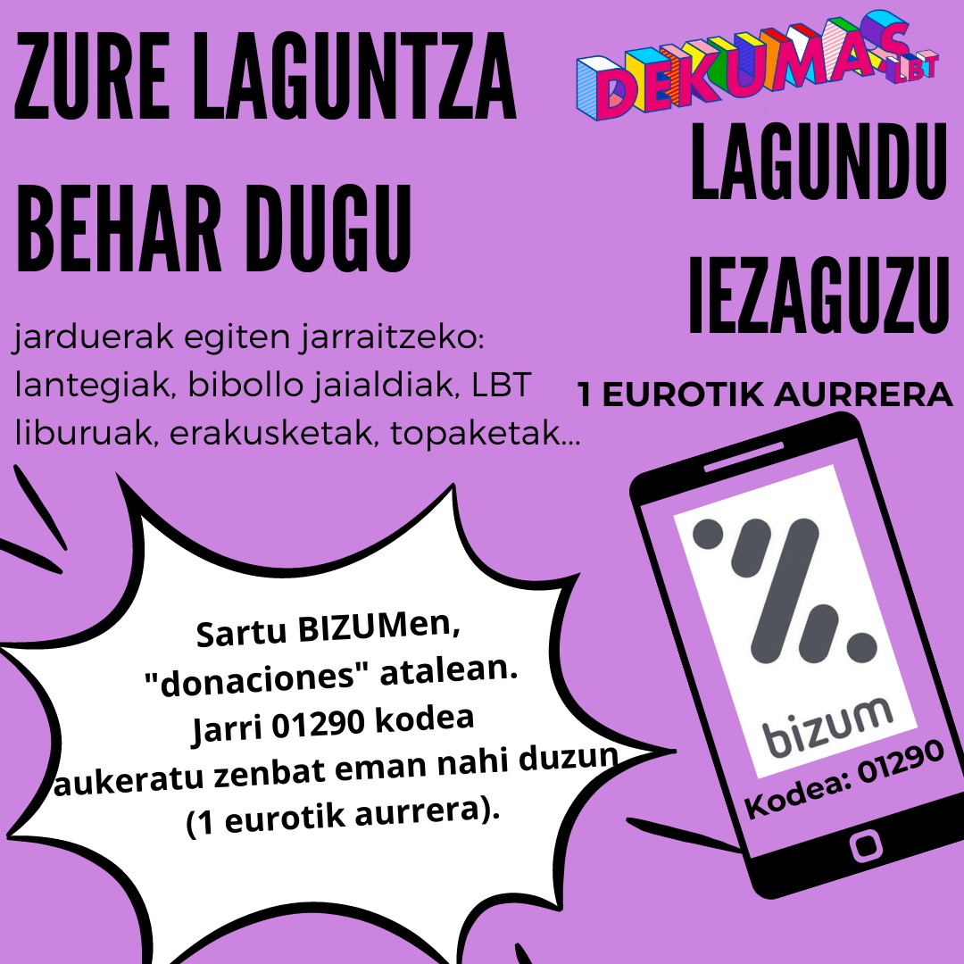 DekumasLBT's tweet photo. ¡CHICAS Y CHIQUES BIBOLLO!
Necesitamos vuestra colaboración con aportaciones para seguir realizando juntas encuentros, actividades, talleres... 
Aportaciones:
1.   BIZUM apartado Donaciones
2.  Introduce el código: 01290
3.  Haz tu aportación (desde 1€)
4.  ¡Y DALE A ENVIAR! https://t.co/7WNRP6zhys