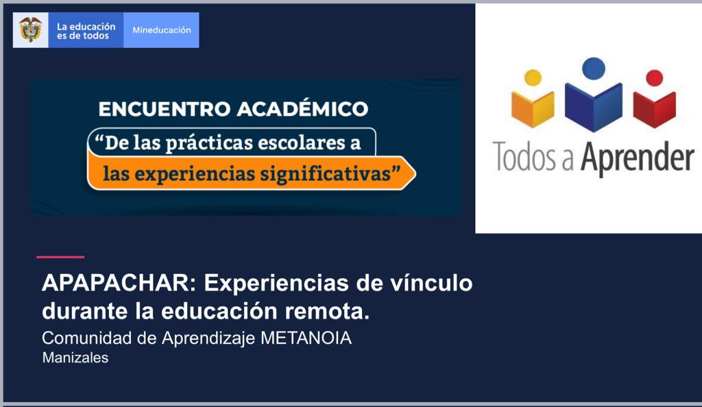 MartaISernaN's tweet photo. .@PTA_Colombia En #EventoPTA2021, @LuisHeross y @LaRendonn representando a la @cdametanoia de SEM Manizales, nos deleitarán con la maravillosa experiencia Apapachar, un ejercicio de cariño virtual hacia miles de niños y niñas de nuestra ciudad. @Mineducacion @Daz4Grace @isabelfer https://t.co/GpJcAgwe35