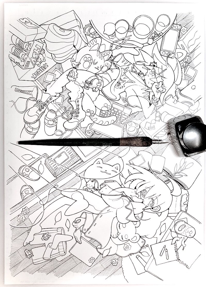 1枚の紙に描いてる 
