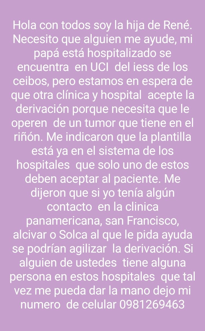 Bischof0917's tweet photo. Dr @Alberto30S de pronto usted o alguna otra persona puedan ayudar a esta joven. @HospitalAlcivar @HospClinPanamer @HC_SanFrancisco @SolcaGuayaquil @IESSec https://t.co/iMuwGPDRGu