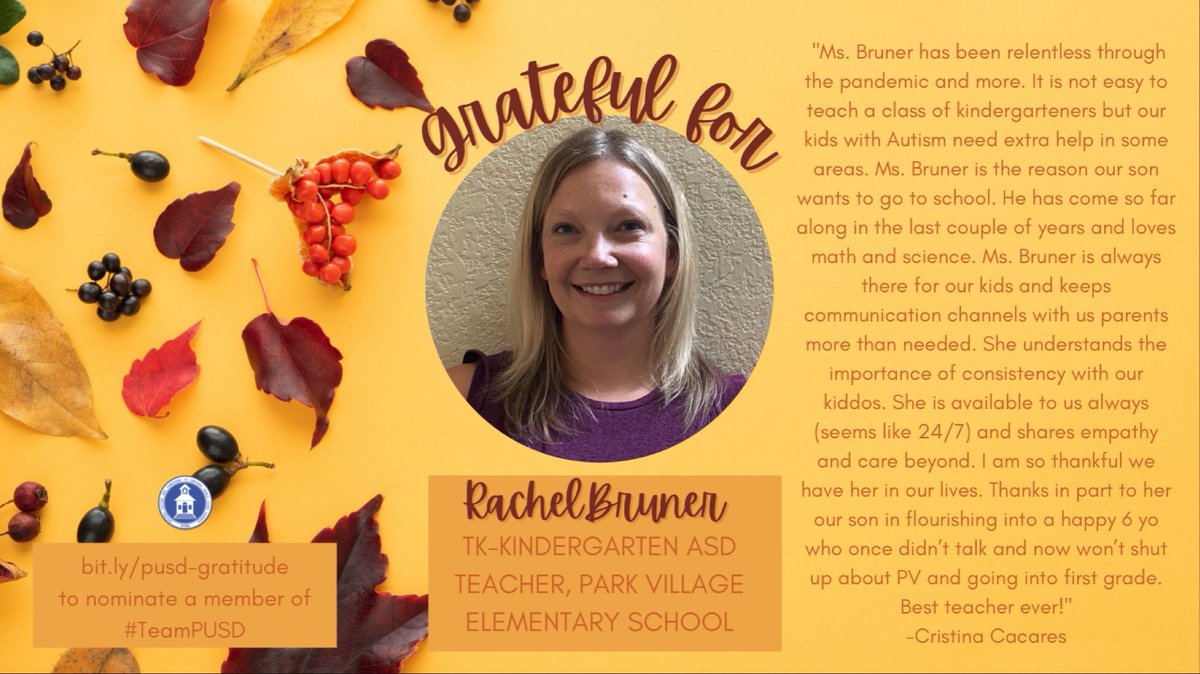 PowayUnified's tweet photo. Rachel Bruner, a TK-K special education teacher was nominated by a parent: she “is the reason our son wants to go to school. He has come so far along in the last couple of years…” Thank you for going above and beyond for students and their families! #TeamPUSD #PowayUnified https://t.co/Ra0OZYFzlx