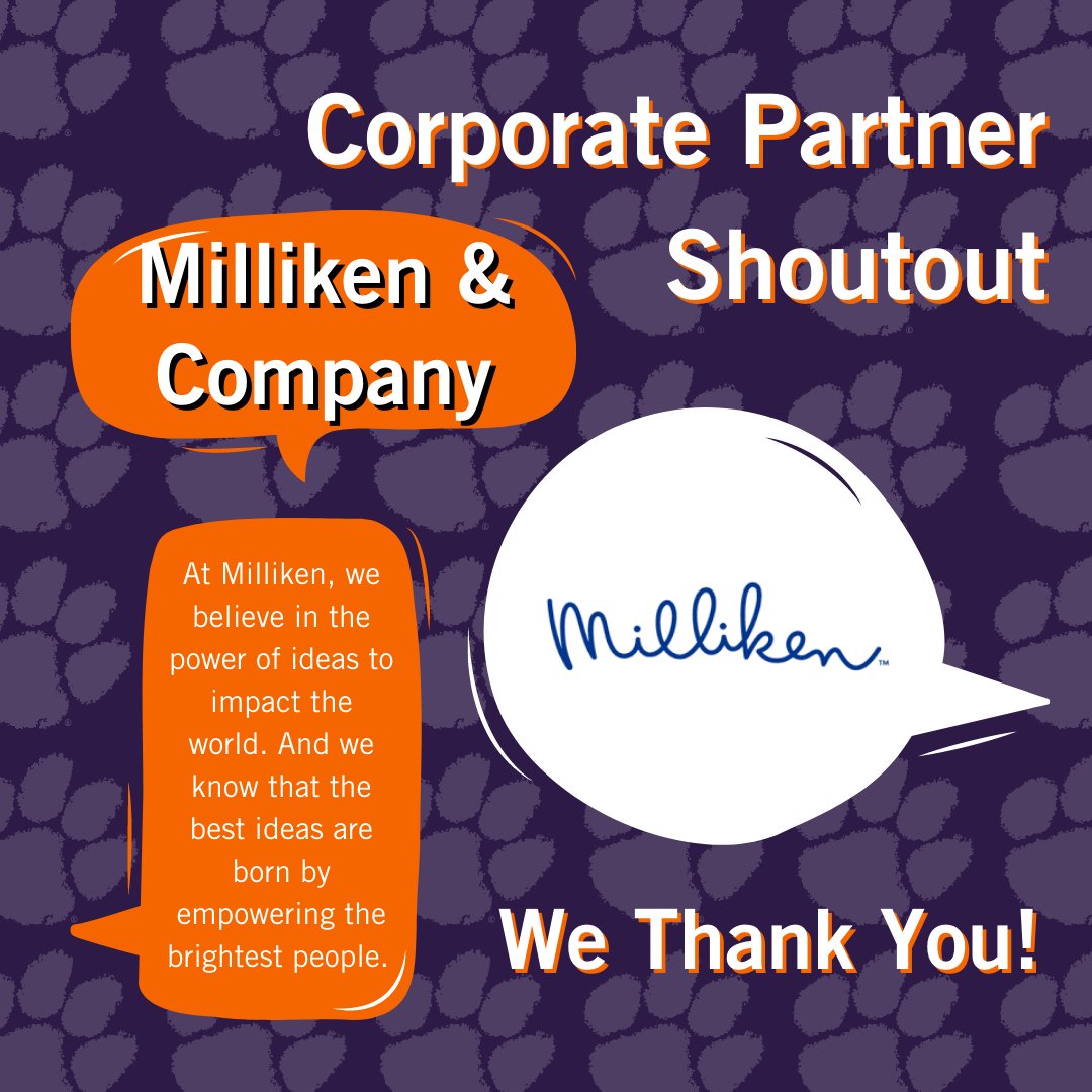 Corporate partner shoutout - Milliken &amp; Company

Thank you for your support!

#cucareercenter #hirecutiger #clemsonuniversity #careercenter #clemson #clemsontigers #clemsonfamily #careerdevelopment