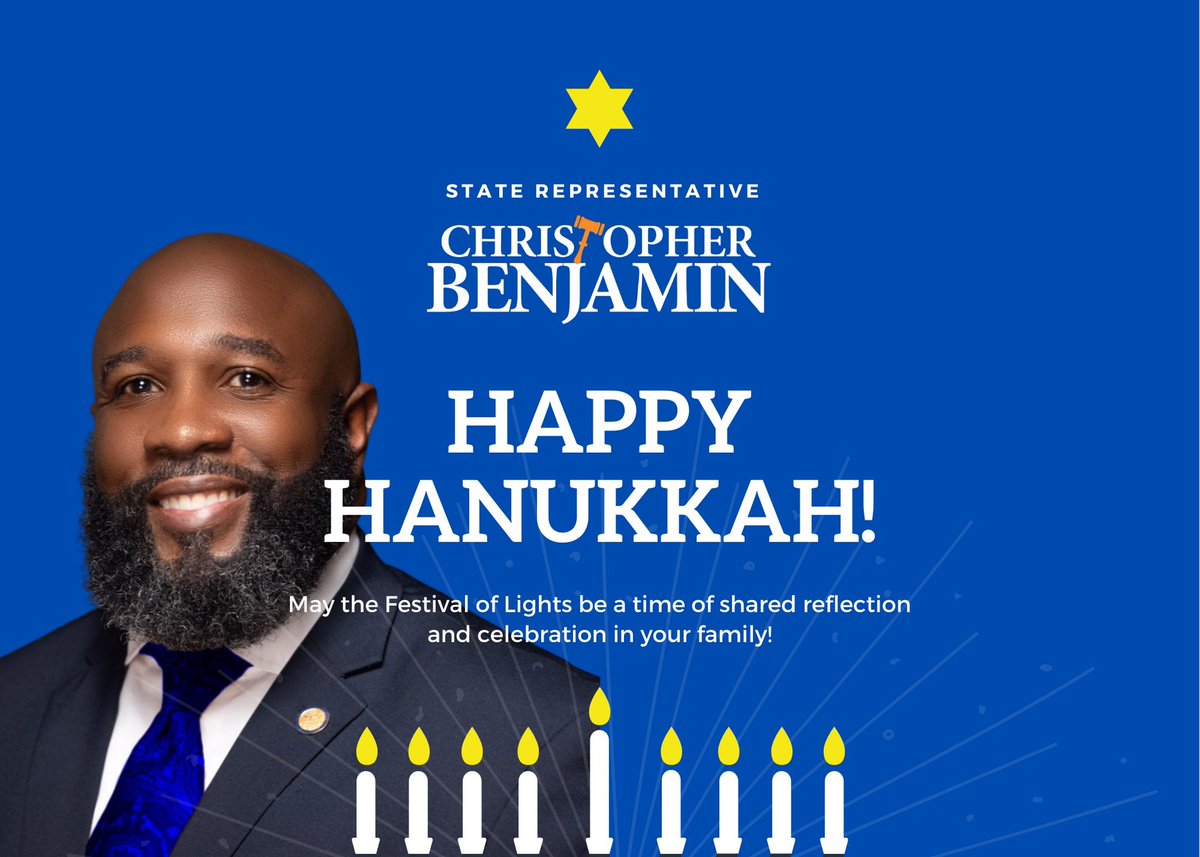 cbenjaminesq's tweet image. May the Festival of Lights be a time of shared reflection and celebration for our entire community. Happy Chanukah 🕎. #D107 #WeareCommunity #RepBenjamin #Hanukkah