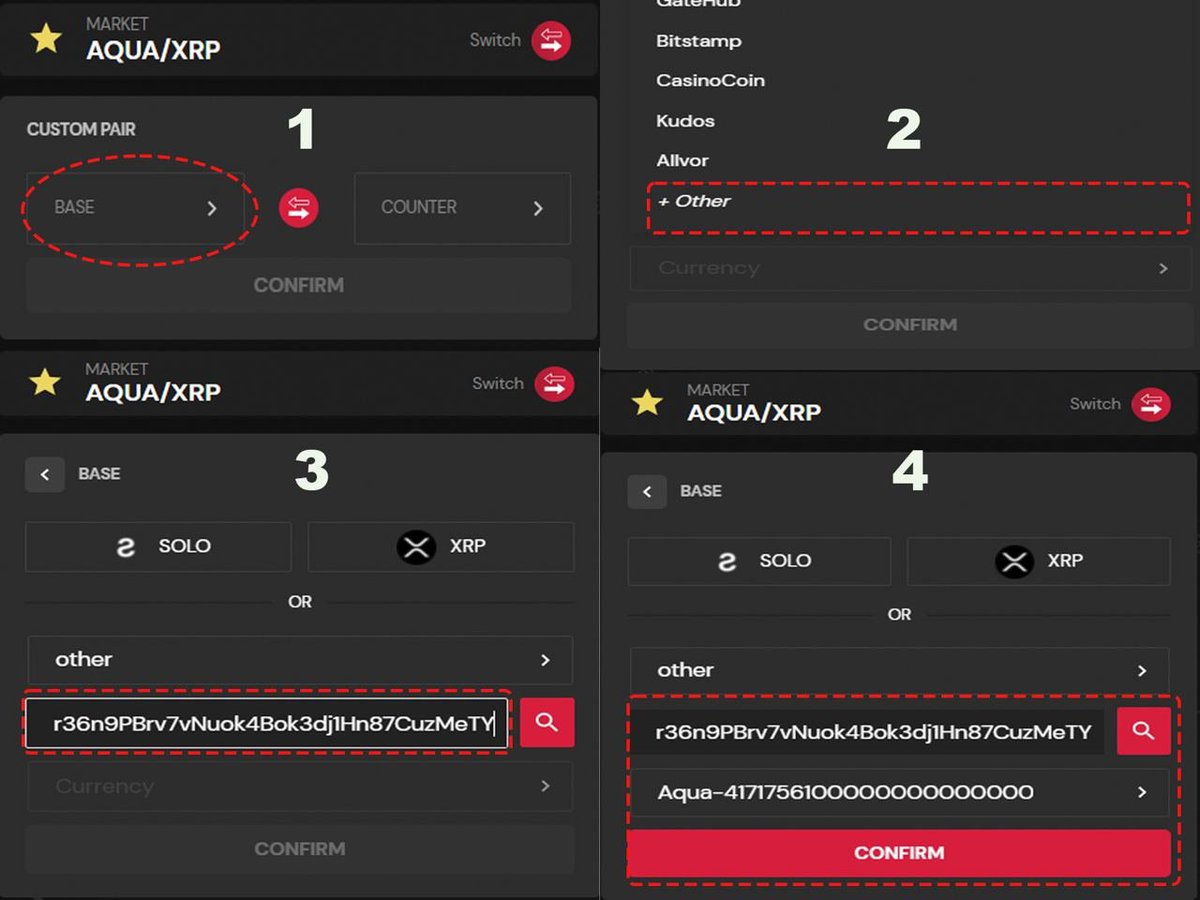 XRPaqua's tweet photo. To get your #Aqua follow the simple steps:
1. Click "Base"
2. Choose "Other"
3. Paste public address r36n9PBrv7vNuok4Bok3dj1Hn87CuzMeTY
4. On currency choose "Aqua" and click confirm
Now you are ready to get your Aqua
@XummWallet #xrptrustlines #xrpairdrop @XRP_Airdrops #SaveAqua https://t.co/uGnmMLooEE
