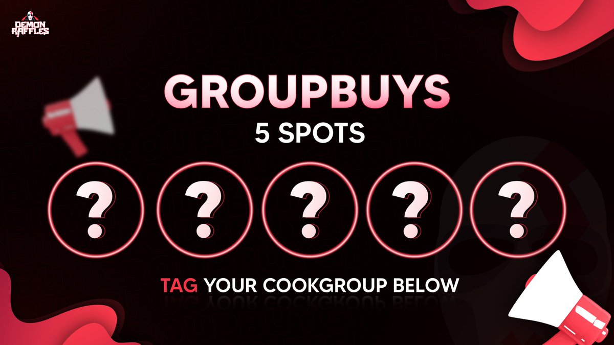 𝗚𝗥𝗢𝗨𝗣𝗕𝗨𝗬𝗦 𝗢𝗣𝗘𝗡! 📢😈

For the first time we are opening our doors.

𝟱 𝘀𝗽𝗼𝘁𝘀.

Tag your group below to secure them a spot!
𝗨𝗻𝗹𝗶𝗺𝘁𝗲𝗱 𝗲𝗻𝘁𝗿𝗶𝗲𝘀.

Winners will be revealed in 2 days.