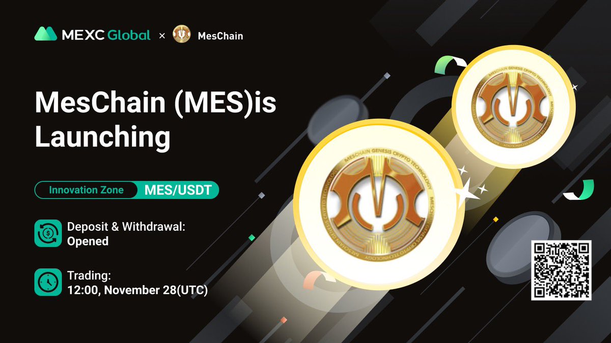 MEXC_Official's tweet image. MEXC will list $MES @MeschainMES in the Innovation Zone under MES/USDT trading pair.

✅Deposit &amp;amp; Withdrawal: Opened
✅Trading: 12:00 Nov 28 (UTC)

Details: bit.ly/3xtmoag

#MesChain #MEXCGlobal #MEXCListing