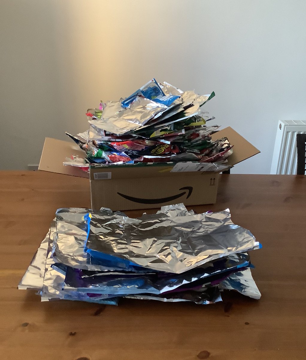 Miss_Campbell7's tweet photo. The Climate Action Group would like to say A BIG THANK YOU to all those at @LarbertHigh who donated crisp packets to create survival blankets for the homeless. In only 2 weeks we collected 431 packets which is roughly enough to make 3 survival blankets 🥰 @LHS_PC @LHS_Humanities https://t.co/sslxEm0vxk