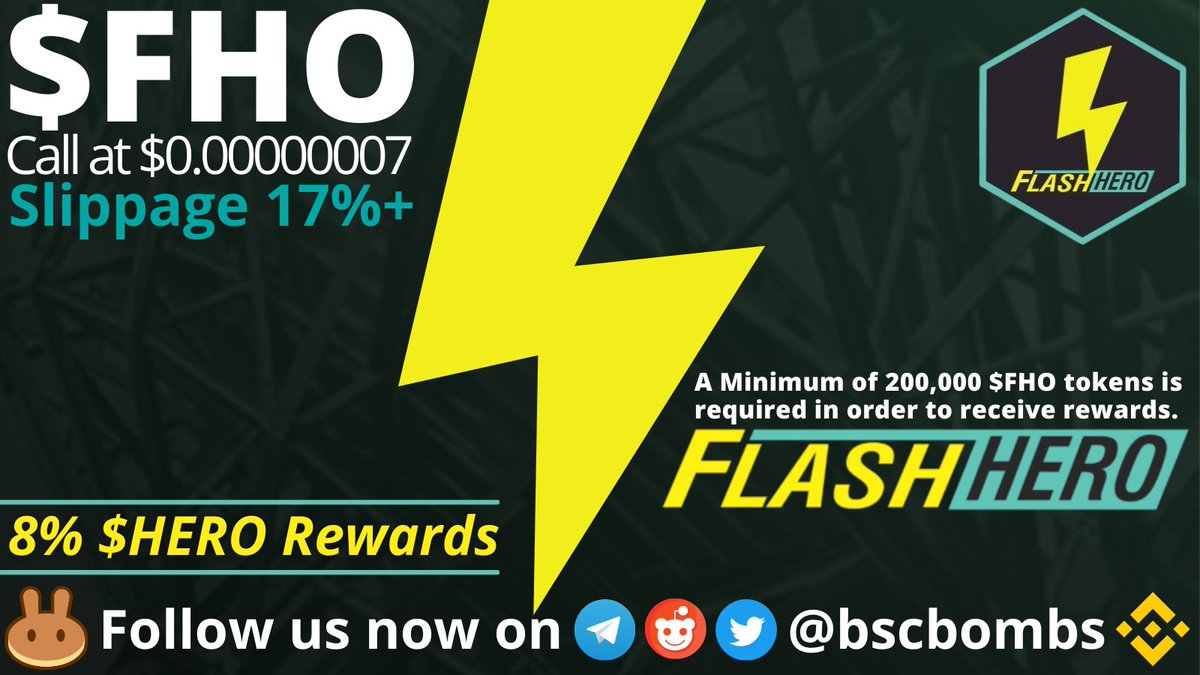 allchainbombs's tweet photo. Today's call is $FHO the first $HERO reflection token on #Binancesmartchain! Just hold tokens and get rewarded in #Metahero on every transaction. Right now 800+ #Holders, could 50x 200x DYOR! @Flash1Hero #HERO #BSC #BSCGem #BSCgems @PancakeSwap @binance #Binance #BSCBombs #Hodl https://t.co/et8Alq69RZ