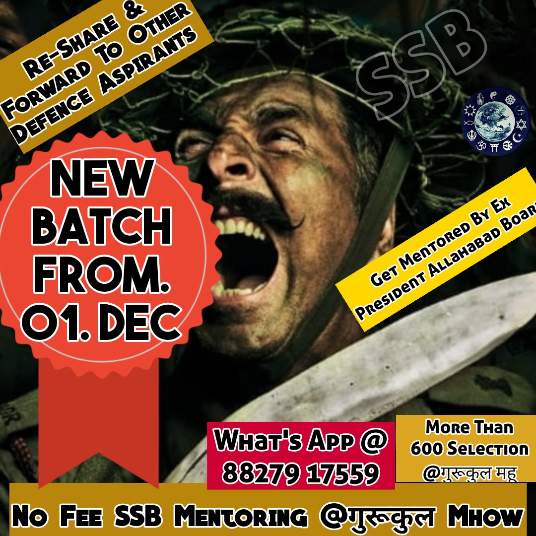 MajorSaurabhSh1's tweet photo. No Fees SSB Mnetoring @GurukulMhow, Batch Stating from 01 Dec
#GirlsNDA #GirlsArmy #SSBGIRLS #NDAForGirls #GIRLSOTA #WomenInNDA #WomenInArmy #GirlsSSBTips #SSBTipsGirls #NoFeesSSB #GurukulMhow #JoinIndianArmy https://t.co/Avu7hO159i