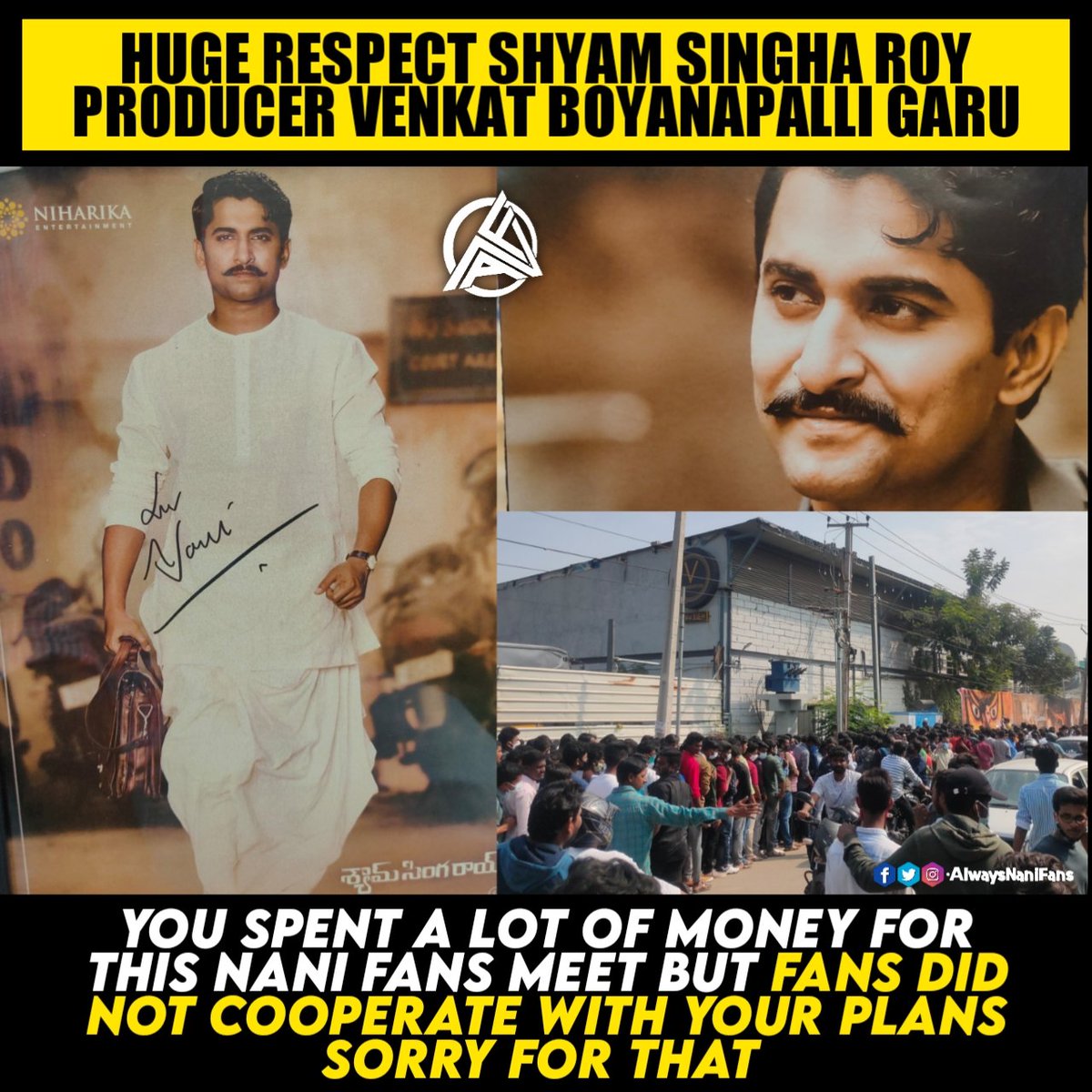 AlwaysNaniFans's tweet photo. Natural Star @NameisNani's the best production house Forever @niharikaent @vboyanapalli 🙏 

#ShyamSinghRoy #SSRonDEC24th https://t.co/dboTI1CzlG