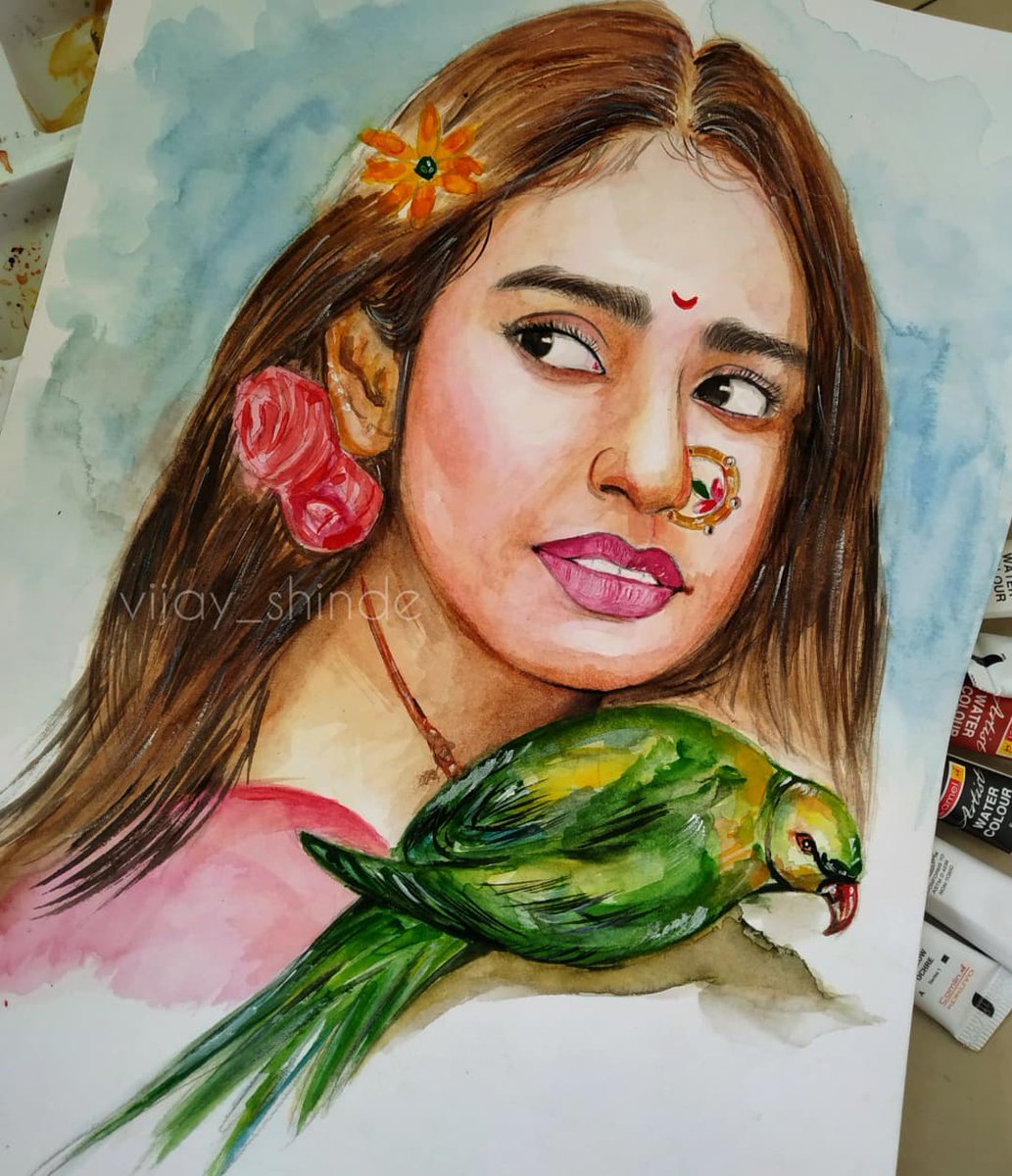 #watercolor
Watercolor painting🎨 On Hot pressed paper 📄
. 
On A4 size. 
. 
How's it? 
Give some feedback ❤@vijay_shinde_sketches 
_____