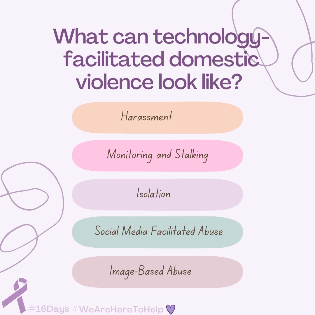 Technology-facilitated abuse is not always a partner calling repetitively or sending threatening messages. It can take many different forms…
 
Does this sound familiar? We are here to help💜 
After hours please call or text 1.855.225.0220

#16Days #16DaysofActivism