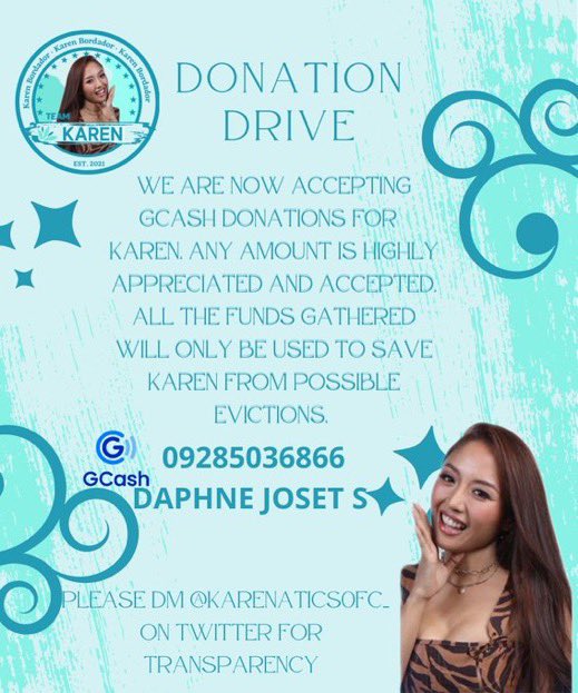 KarenB_fan's tweet photo. Good Evening!

We are now hosting donation drive for Karen. We are kindly knocking in your hearts for this so that we would be able to save Karen from the upcoming double eviction. Any amount will be highly appreciated! (Kahit mga 5 or 10 pesos man yan, thankful na kami dun)💙 https://t.co/ibkdBKNCdZ