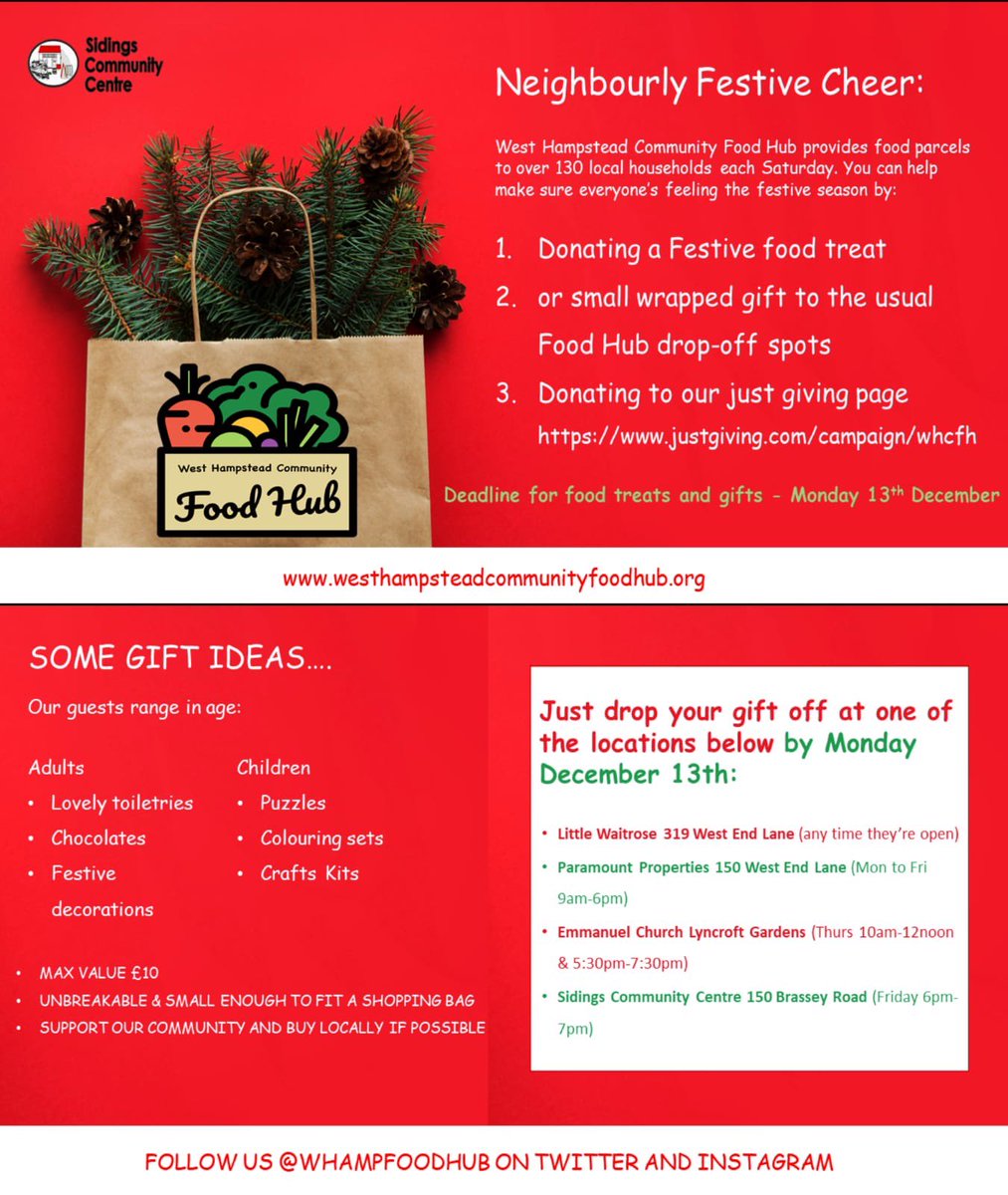 w_hub's tweet photo. Hello there!! We are still providing food to neighbours and it’s now our second Christmas. Similar to last year, we would like to share gifts so if you can donate, details below. We also really need funds and our Just Giving is https://t.co/6SHw6HLnEZ @Sidingscc #giving #whamp https://t.co/Mku3pI6W80