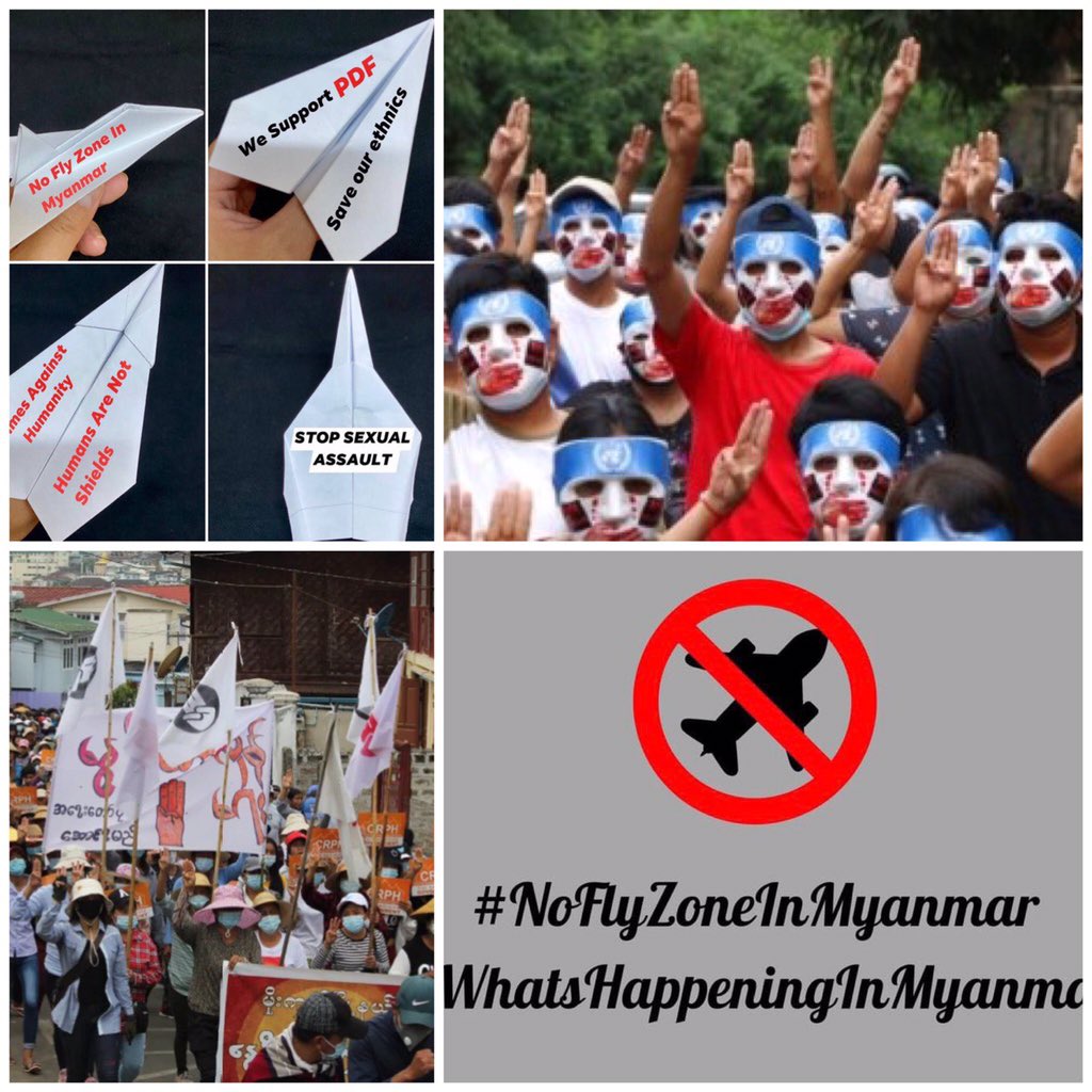 TTFR__Myanmar's tweet photo. #NoFlyZoneInMyanmar is seriously in need to protect the citizens as the junta is no longer protecting its own people; threatening and killing instead. International community should take moral responsibility ASAP. #WhatsHappeningInMyanmar https://t.co/ONl8Fn7Dcn
