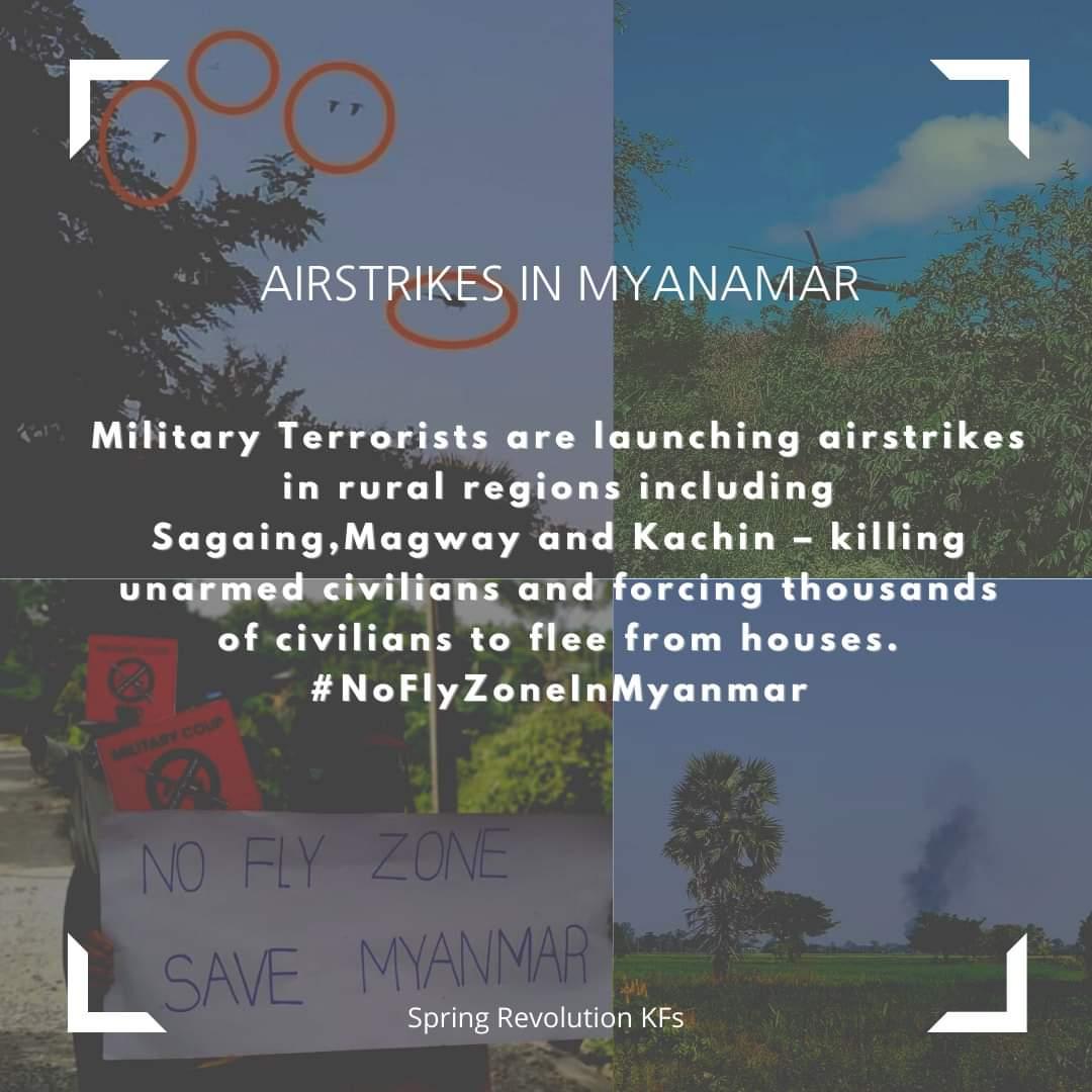 m_krl1's tweet photo. Myanmar Military junta is ruthlessly launching airstrikes in rural areas and leading to commit another mass genocide with impunity. We called @UN to impose #NoFlyZoneInMyanmar for less bloodshed ASAP in stead of announcing words &amp; watching it.
#WhatsHappeningInMyanmar https://t.co/UGHCCI8ENC