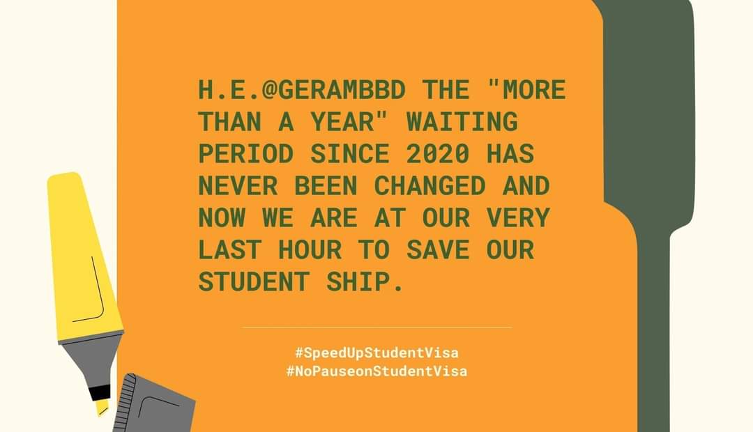 FaysalMahmudSh2's tweet photo. H.E.@GerAmbBD We don't want anything other than our right to catch our semesters and final exams.Please solve the issue of @GermanEmbassyBD being slow on student visa work
@peterfahren 
@CWhiteleyEU
@HeikoMaas
@BDMOFA
@MiguelBergerAA
#SpeedUpStudentVisa 
#NoPauseonStudentVisa https://t.co/1OzqPAWlhC