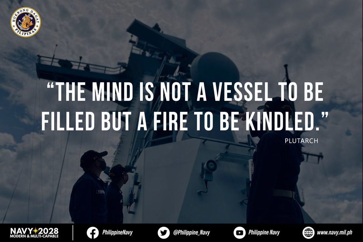 READ | The Philippine Navy's Leadership Quote for the Week.

#PHMarinesCorps 
#ModernandMultiCapablePHNavy
#AFPyoucanTRUST