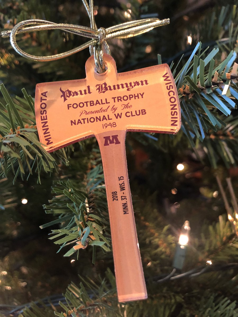 MikeWierzbicki's tweet photo. Family tradition to add the mini axe to the tree following a @GopherFootball victory! #AxeIsBack #SkiUMah #RTB #Gophers https://t.co/iwOxmWrBqe