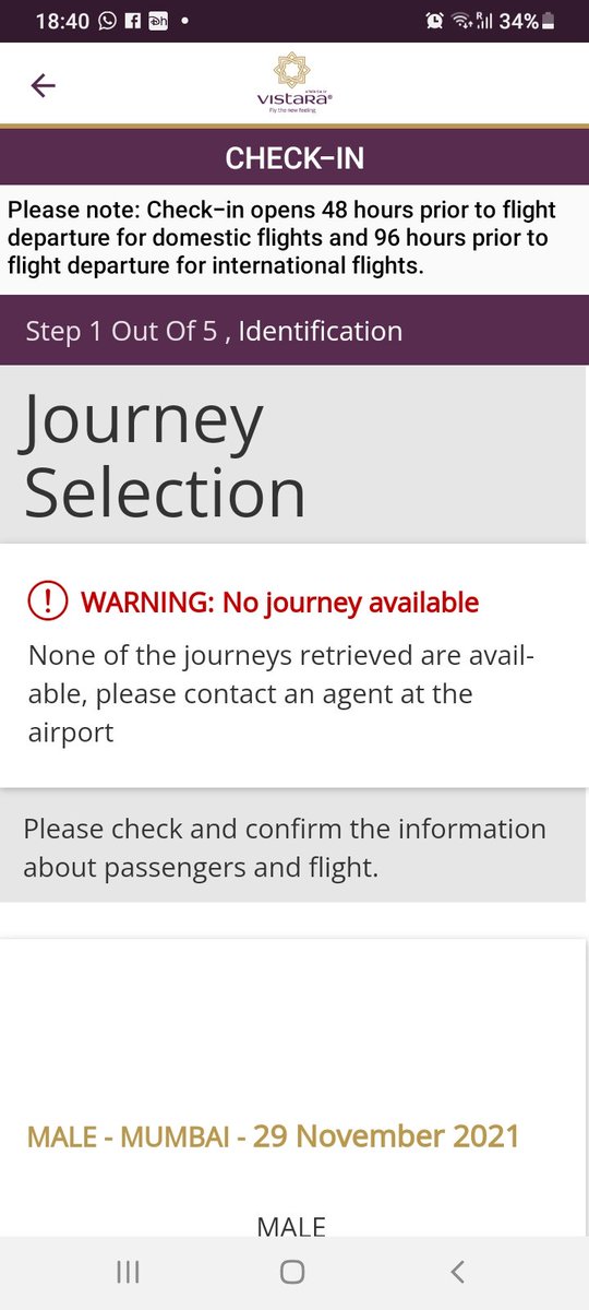 MaulikTrivedi86's tweet photo. @airvistara Hi i m not able to do web check in it show following error please guide me https://t.co/dxmbvTc1kl