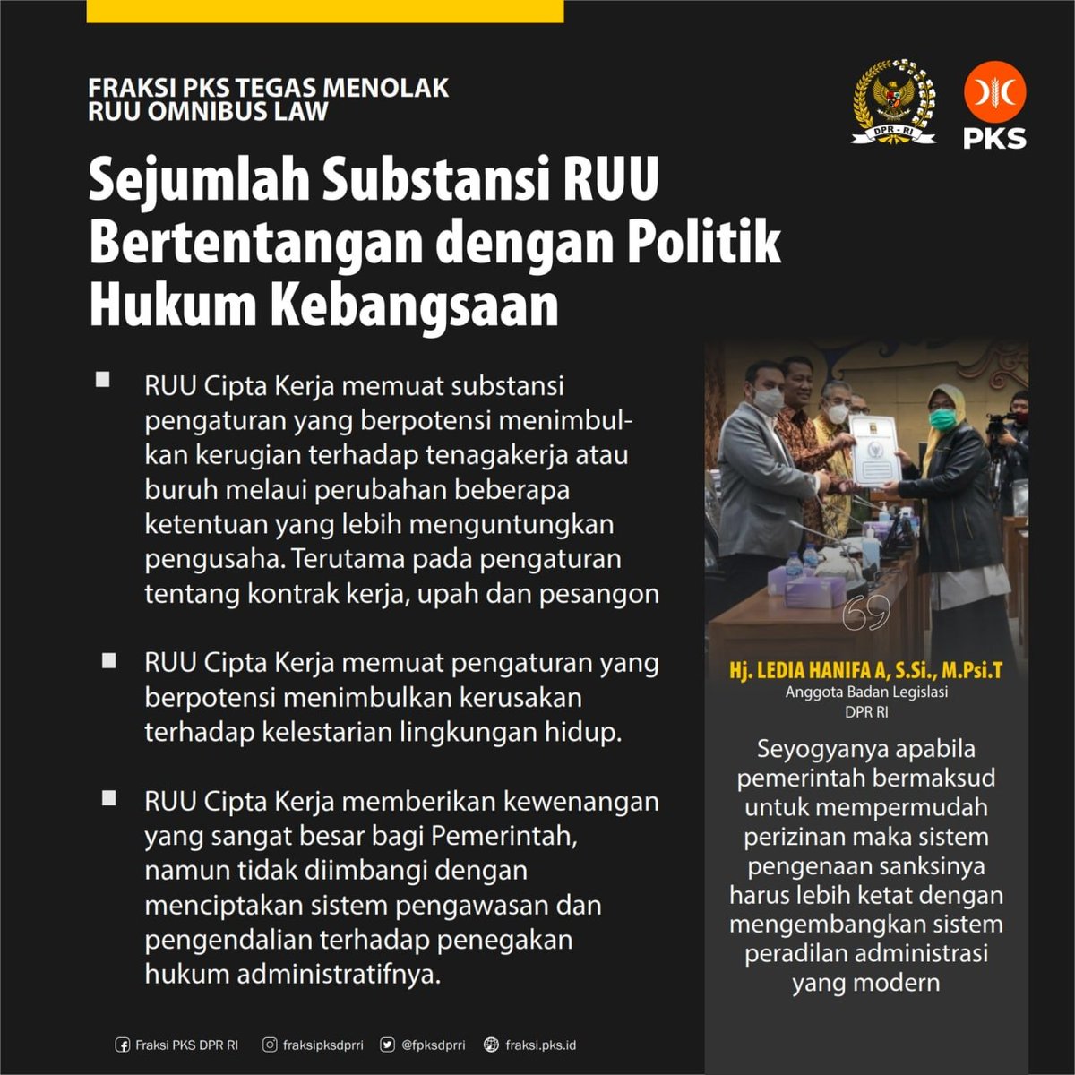 FPKSDPRRI's tweet photo. Saatnya merubah pandangan bahwa 'apa yang ditolak PKS, maka jalan pemerintah sudah benar'. 

Keputusan MK terkait UU Cipta Kerja memberikan "warning" ! Bukan karena PKS hebat atau luar biasa, karena memang UU ini menyisakan banyak persoalan. 

#TetapTolakOmnibusLaw Ciptaker https://t.co/eCtmKMRnQm