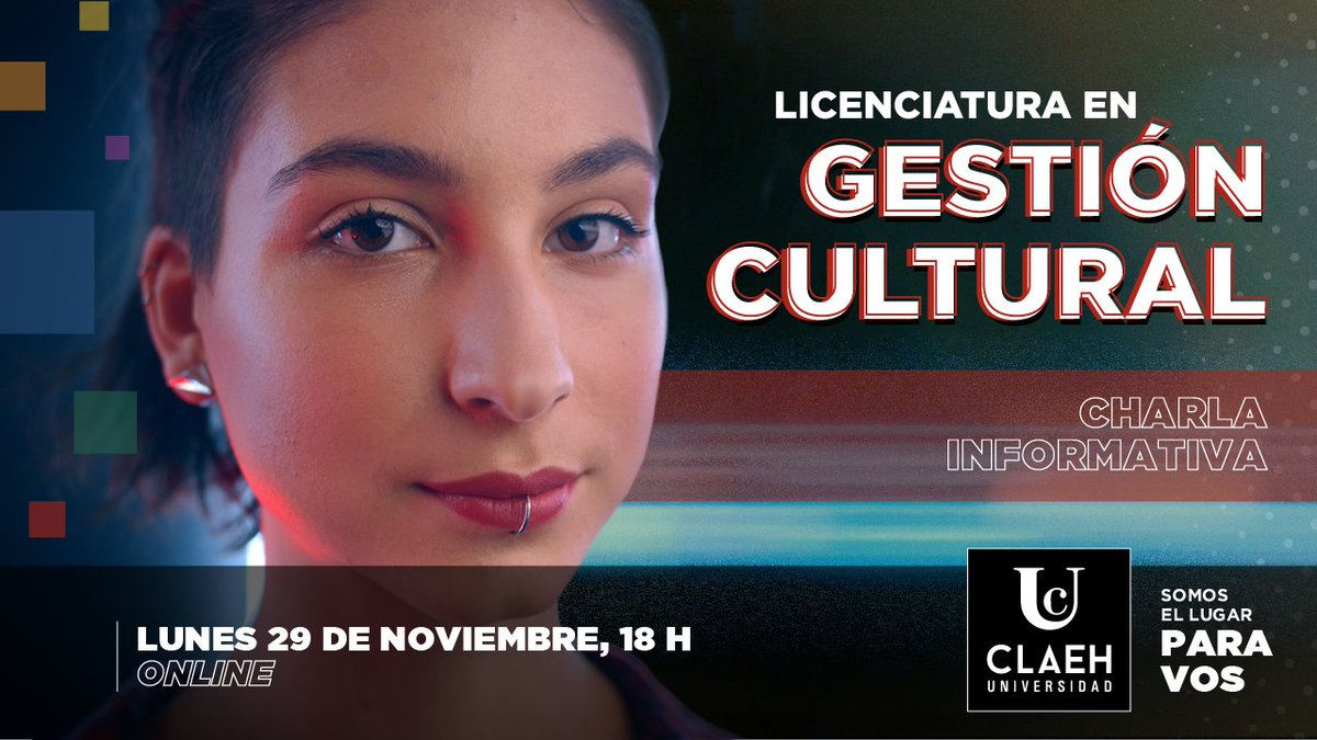 GestionClaeh's tweet photo. Aún estás a tiempo de anotarte a la charla informativa sobre la Licenciatura en Gestión Cultural, que se realizará mañana lunes, 18 horas, por Zoom. 

¡Conocé la carrera! Inscribite aquí 👉 https://t.co/N3hpbcoVSV

#️Licenciatura #gestióncultural #facultadCultura #UCLAEH https://t.co/Yk2mZuxX19