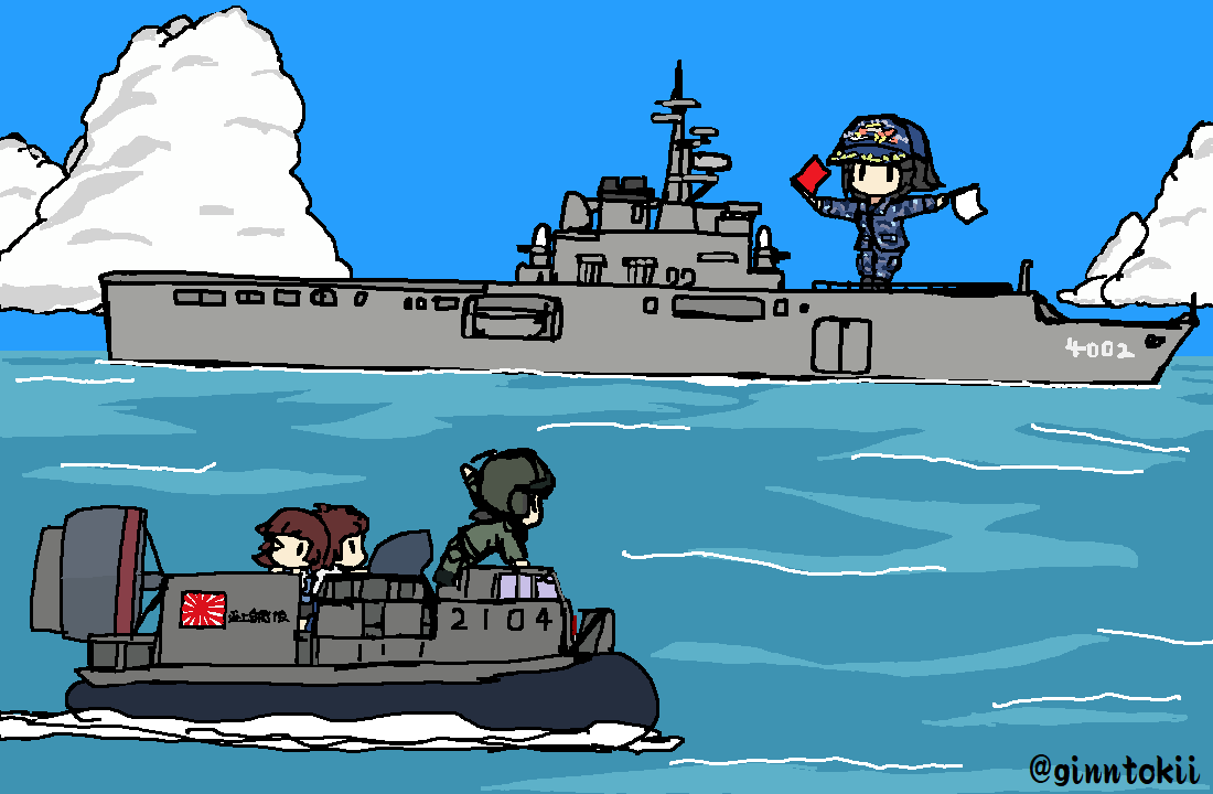 multiple girls military watercraft military vehicle warship flag ocean  illustration images