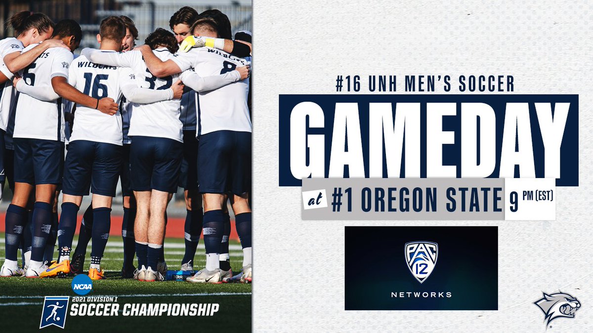 UNHMSoccer's tweet photo. NCAA Tournament Game Day! Your No. 16 seeded Wildcats take on No. 1 seed Oregon State in the @NCAASoccer Round of 16 tonight on Pac-12 Oregon at 9 PM (EST)!

Game Day Central ➡ https://t.co/8UxZCL5tGg
Team Shop ➡ https://t.co/L5VGNmzdbS

#DelayedNotDenied https://t.co/MoXc8M1ayH