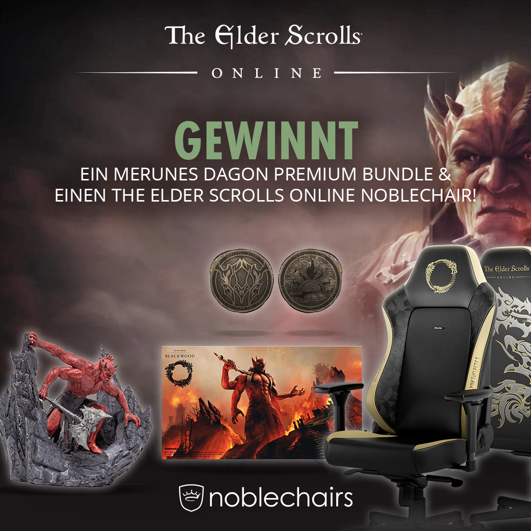 Euch erwarten die kommenden Sonntage tolle Gewinnspiele. 🌲 💫 Heute starten wir mit einem #ESO Paket: gewinnt ein Mehrunes Dagon Premium Bundle und einen @noblechairs! 🤩 Follow + Retweet, um teilzunehmen. Hier geht es zu den Teilnahmebedingungen: beth.games/315WD4d