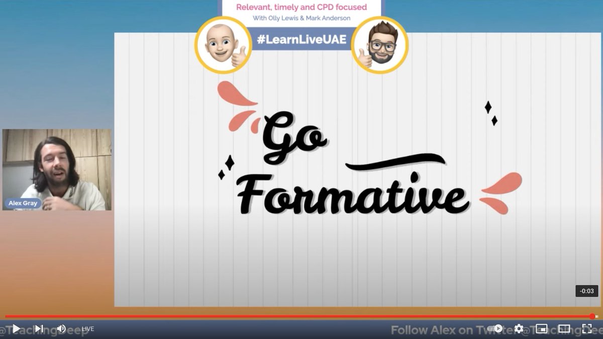 ICTEvangelist's tweet photo. @teachingdeep now sharing on #LearnLiveUAE about the great #edtech tool @goformative and its application within his school
Join us: https://t.co/k8KrkQ6Zpa https://t.co/0CbI9JQmzJ