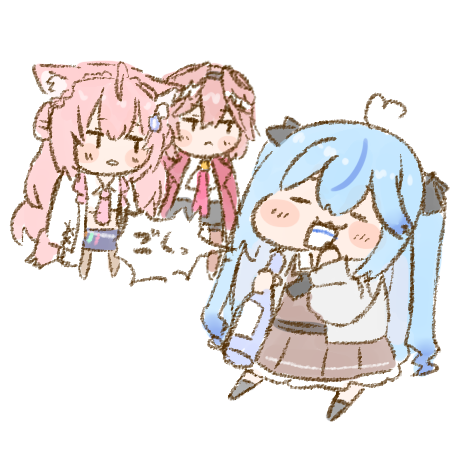 博衣こより ,鷹嶺ルイ 「今から飲酒コラボが楽しみです
#LamyArt
#こよりすけっち
#Luillu」|ねこやまのイラスト