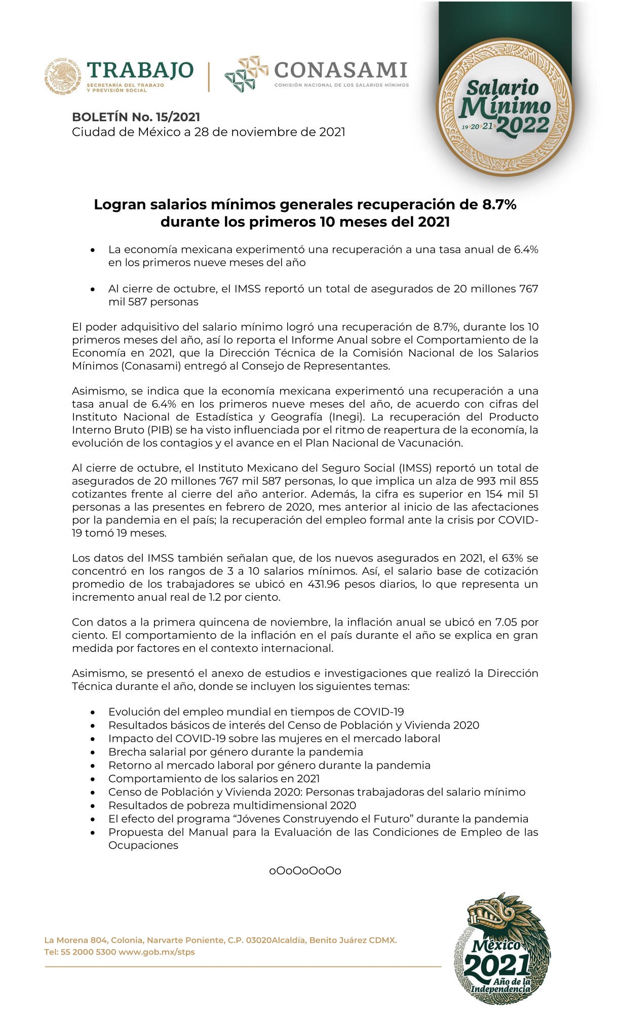 Conasami on Twitter: "⭕️Logran salarios mínimos generales recuperación de  8.7% durante los primeros 10 meses del 2021.👇 📲https://t.co/08u0ATK10d  https://t.co/nS9KizT3lB" / Twitter