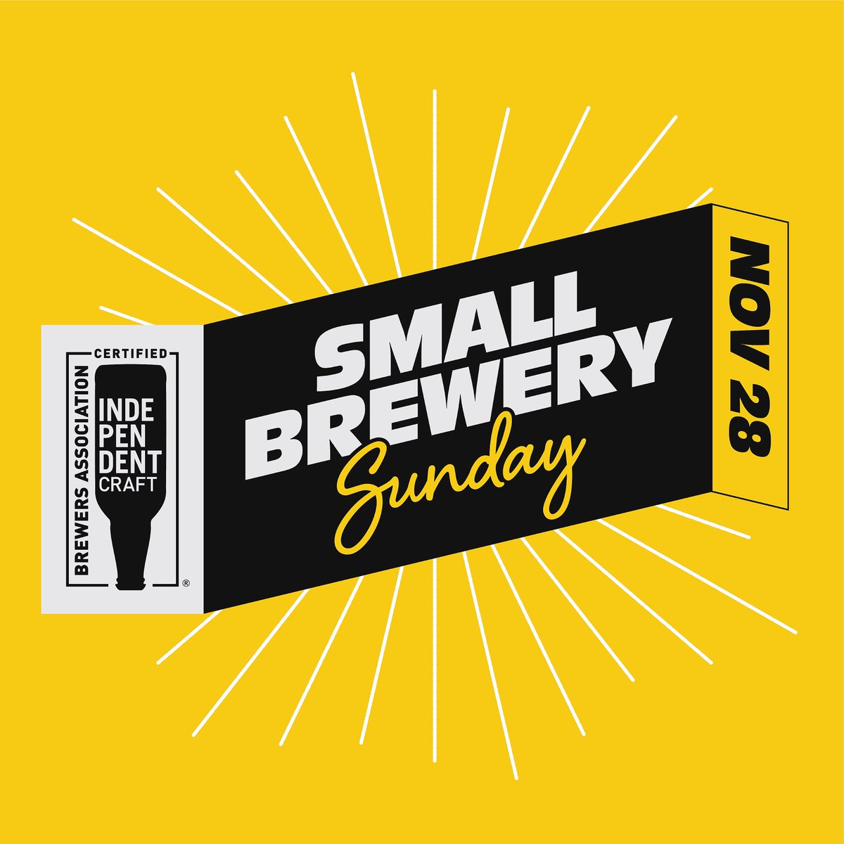 We’re small, independent, and proud! Join us for #SmallBrewerySunday TODAY and celebrate local beer. Tasting room will be open from 11:00am to 7:00pm. Cheers!