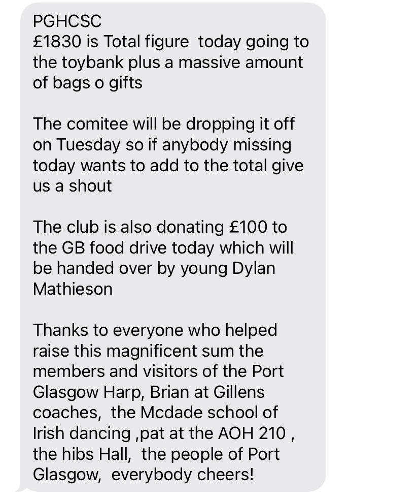 What an effort from everyone at the <a href="/portharp/">PortGlasgowHarpCSC</a> over the last few weeks! Helping to make Christmas a little bit better for the most vulnerable in the Inverclyde area and beyond!