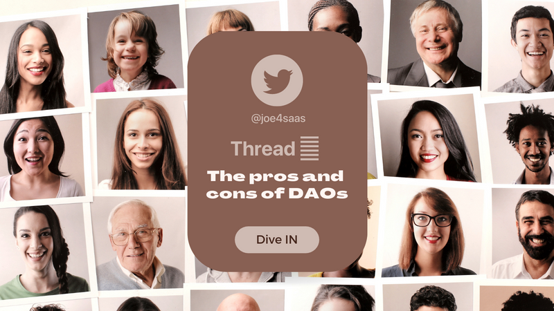 kjosephabraham's tweet photo. DAO is what everyone is talking about it, according to @hashtagify it presently has a 50.8% popularity. 

What are the pros and cons? Let's dive and find out w/this🧵 

(Want to learn about what is DAO and its history - Here's the 🧵 (https://t.co/lMURm24J8C)

#crypto #DAO
(1/11) https://t.co/G9CyPY6b9V