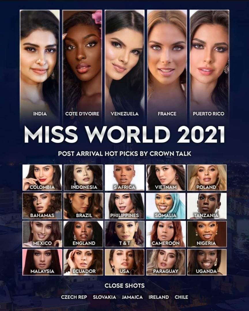 Miss World 2021 :Les choses se précisent...Miss Côte d'Ivoire Olivia Yacé est dans le top 5 des sondages depuis son arrivée à Porto Rico. ☀️🙏👌