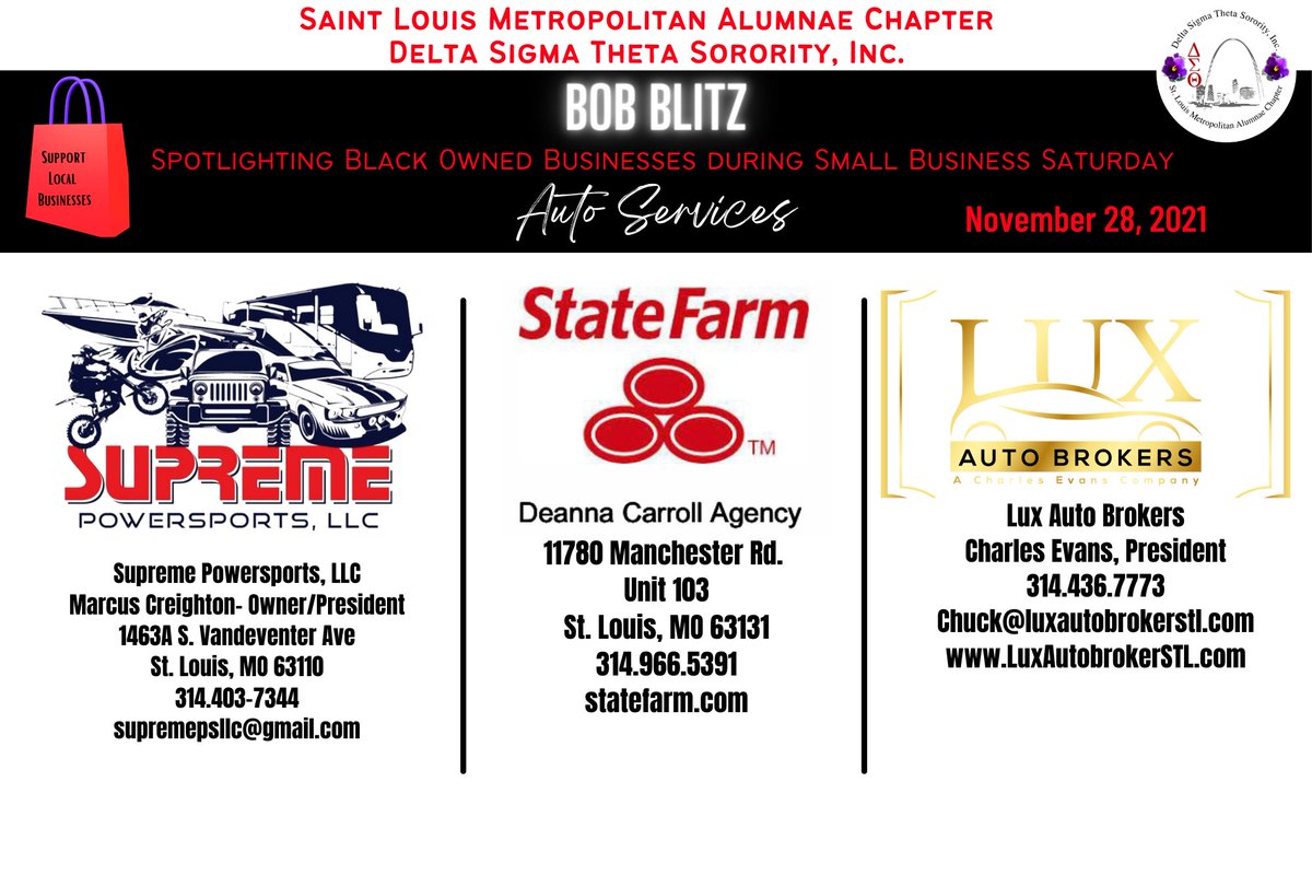 Today we are featuring Black Owned Businesses that provides auto services! Check out some of the below businesses for your needs! 

#SLMACBOB