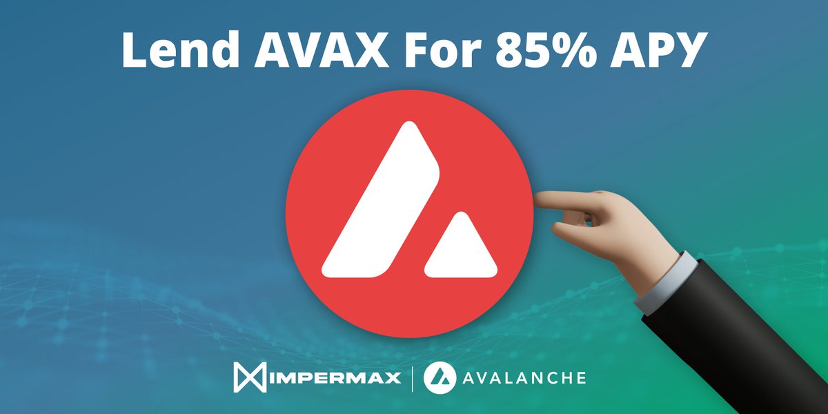 ImpermaxFinance's tweet photo. There are now $5M worth of $AVAX lent on Impermax earning an average APY of 85% (61% APR)
https://t.co/D8h4FBVbNE https://t.co/INkst9vXf4